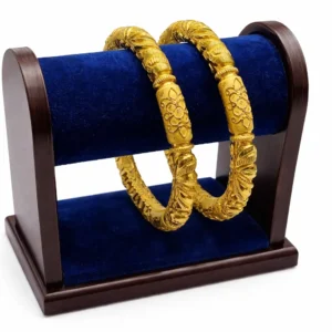 22K Gold Handcrafted Floral Design Bangles (Pair)